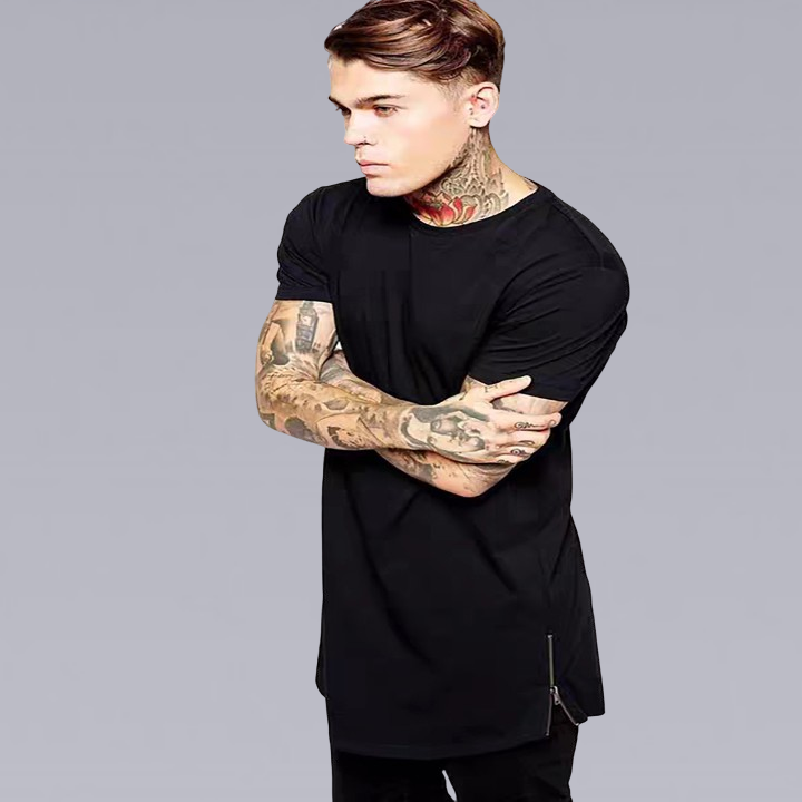 BLACK SIDE ZIP T-SHIRT - Clotechnow