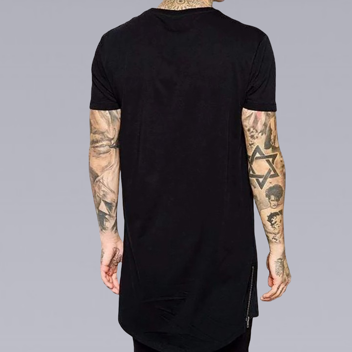 BLACK SIDE ZIP T-SHIRT - Clotechnow