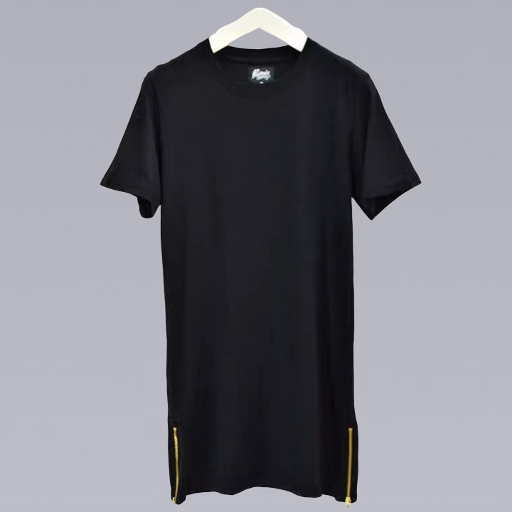 BLACK SIDE ZIP T-SHIRT - Clotechnow