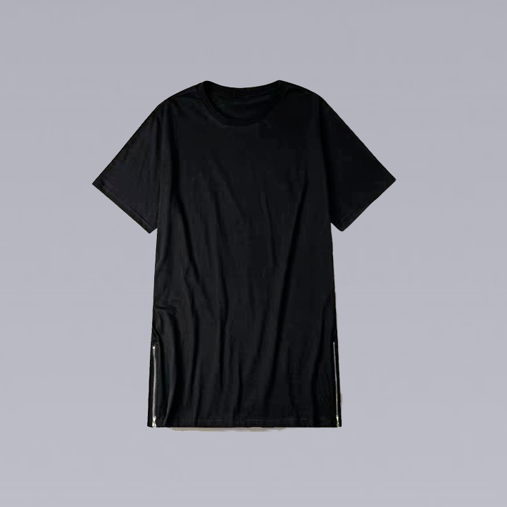 BLACK SIDE ZIP T-SHIRT - Clotechnow